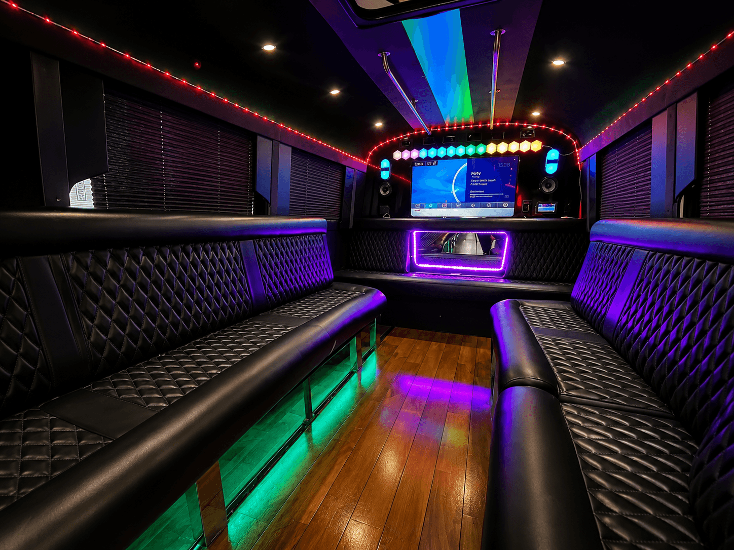 Vibrant party bus interior ready for your celebration
